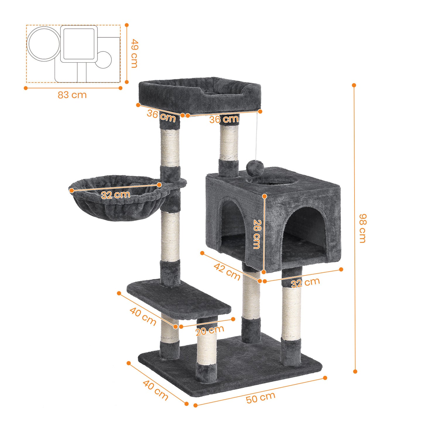 Cat Tree Large 4-Story Climbing Tower Kitten Scratching Post Pet Activity Center