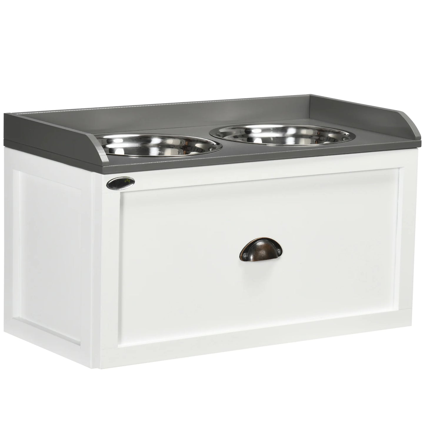 Stainless Steel Raised Dog Bowl W/ 21L Storage Drawer, for Large Dogs
