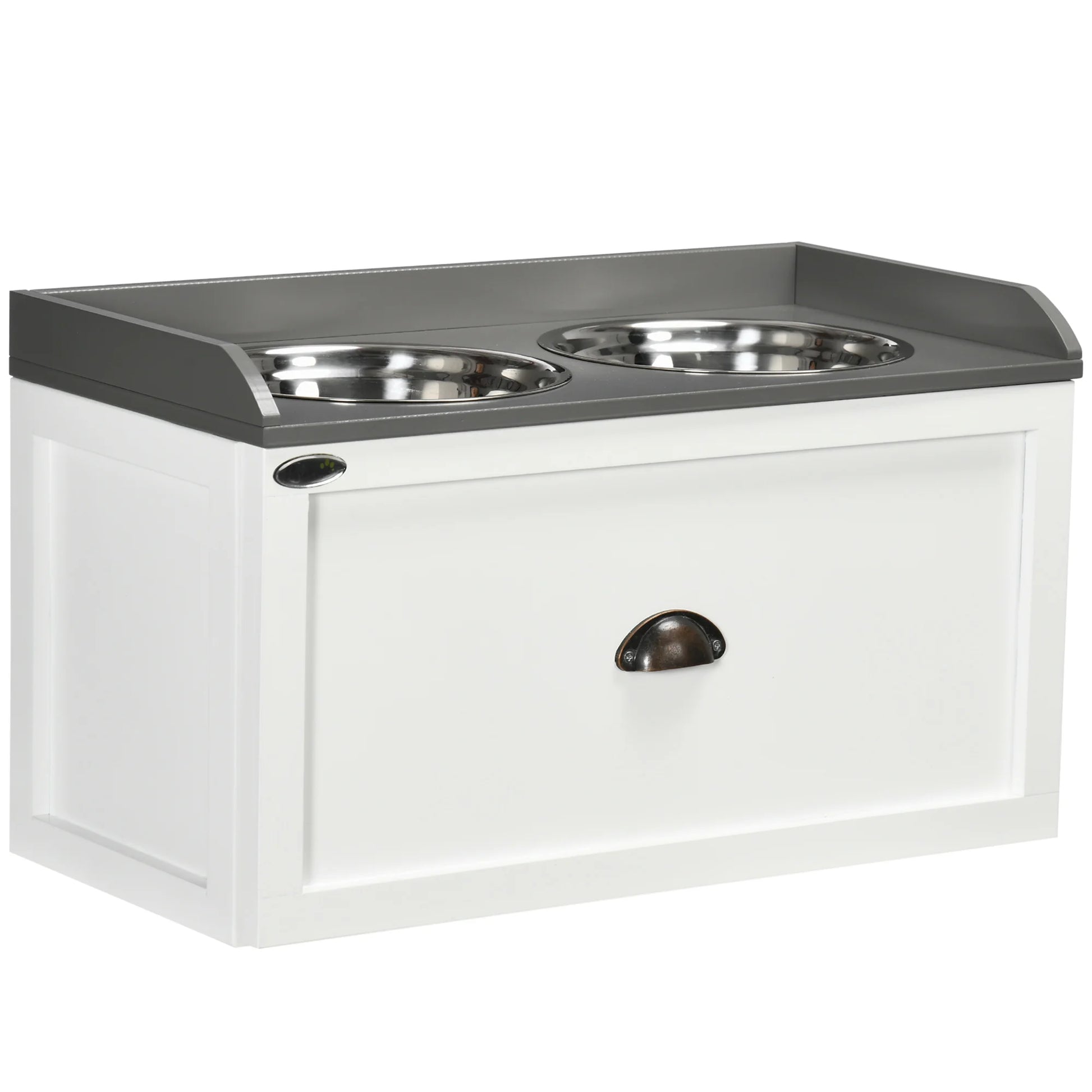 Stainless Steel Raised Dog Bowl W/ 21L Storage Drawer, for Large Dogs