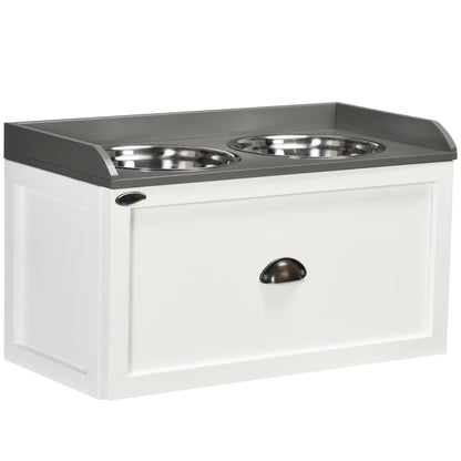Stainless Steel Raised Dog Bowl W/ 21L Storage Drawer, for Large Dogs