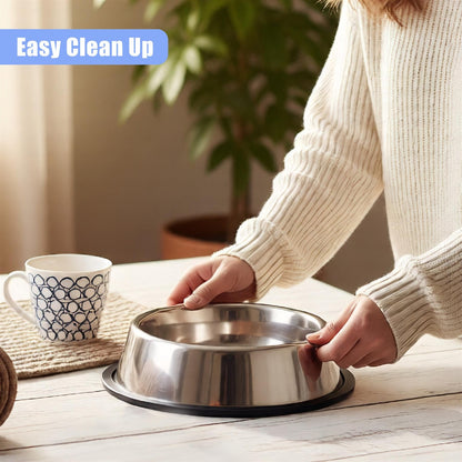 Stainless Steel Dog Bowl Large Non Slip Metal Food Water Rust Resistant 2 Pack