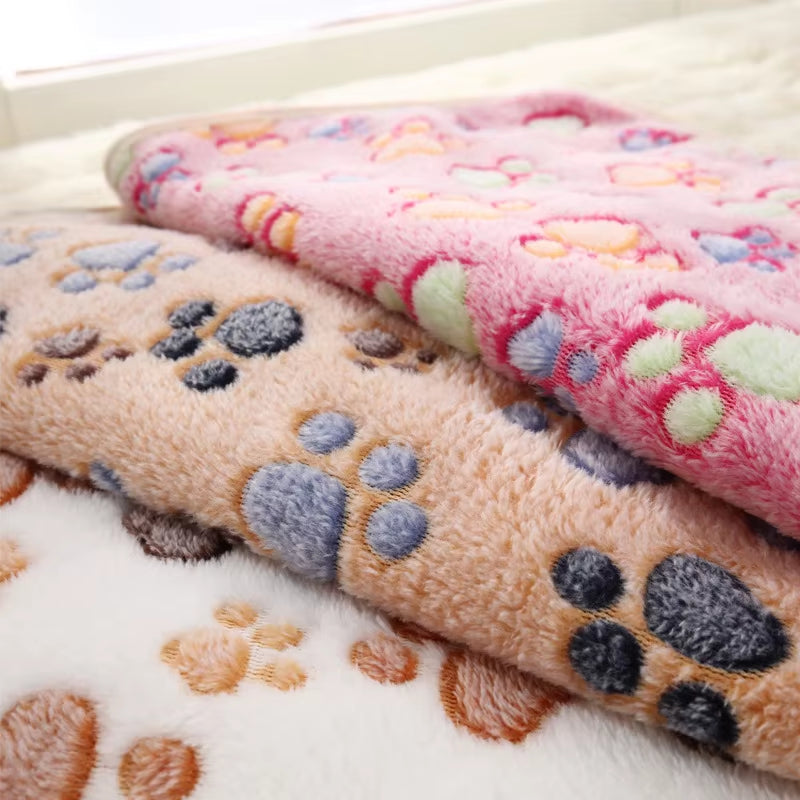 Soft Fluffy High Quality Multicolor Pet Blanket Cute Dog Paw Print Blanket Pet Mat Warm and Comfortable Blanket for Cat Dogs