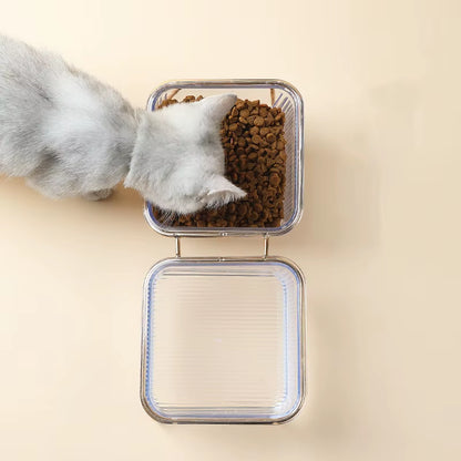 Pet Double Bowl Transparent High Foot Cat Bowl Drink Water Cat Food with Golden Stand Raised Water Feeder Dog Bowl Supplies
