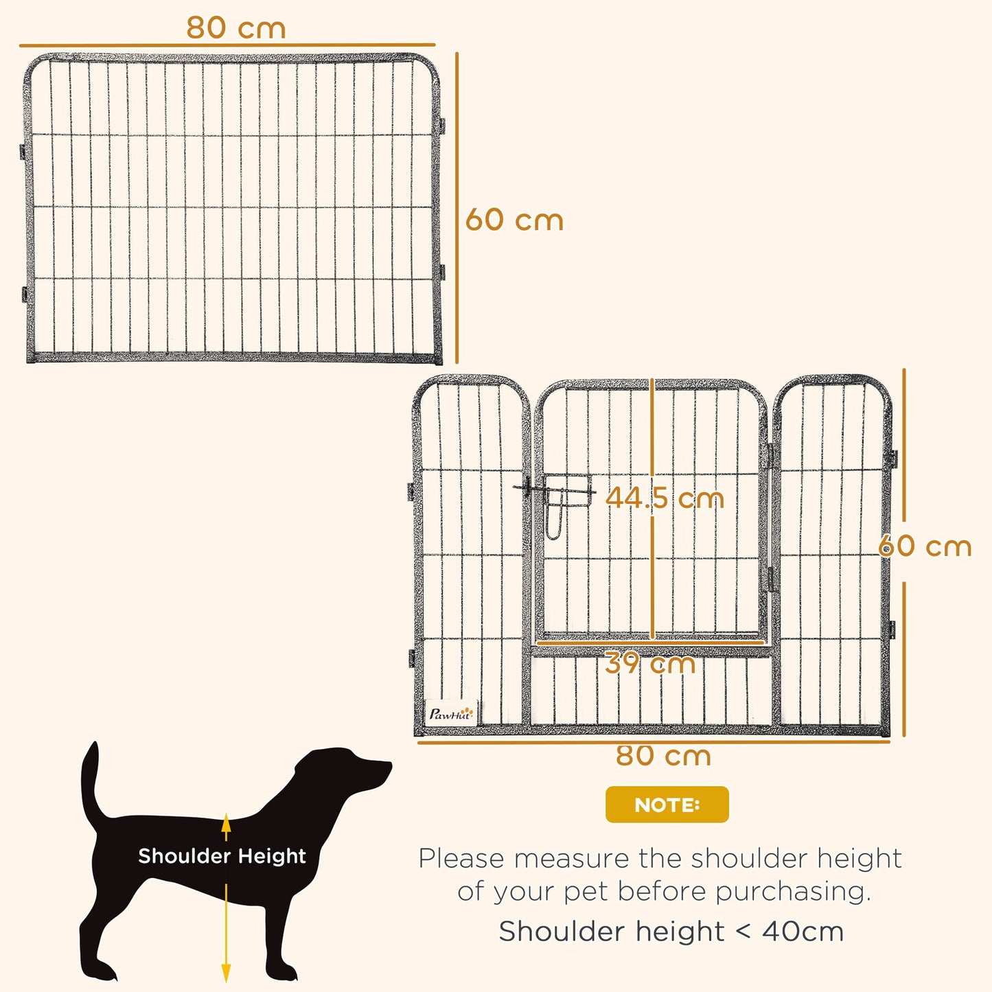 Pawhut 16 Panels Heavy Duty Puppy Play Pen for Small 60Hcm