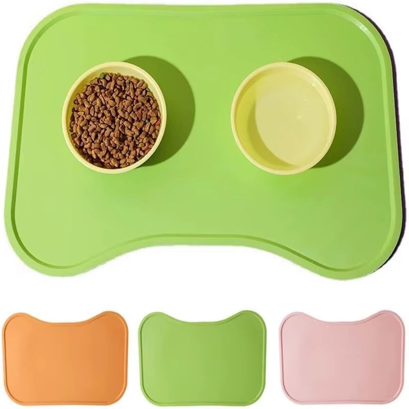 Organic Silicone Anti-Spill Waterproof Easy to Clean Pet Mat, for Cats and Dogs Eat Anti-Spill, Portable Outdoor Feeding
