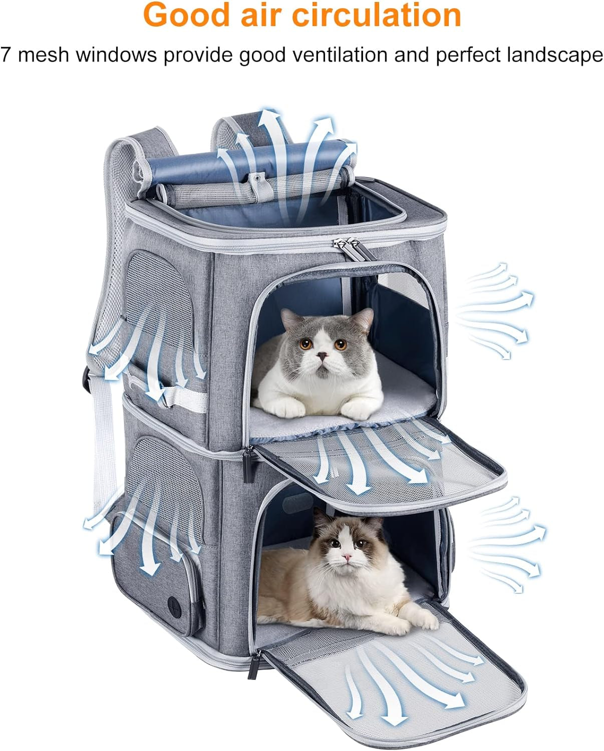 Cat Backpack Carrier for 2 Cats,Dog Backpack Carrier for Medium Dogs,Double Compartment Pet Backpack Carrier for Dual Pets,For Outdoor Traveling/Stroll and Picnic