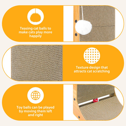 L Shape Cat Scratcher 68 Cm Cat Scratch Pad Cat, Cat Scratching Cardboard Wall Scratcher with Ball Toy for Indoor Cats