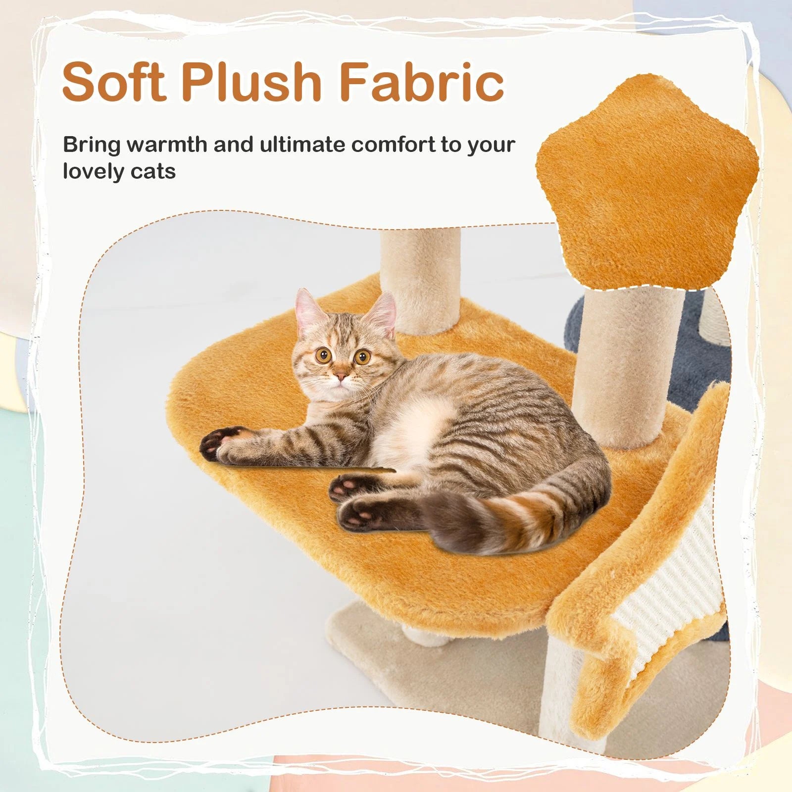 128 Cm Tall Cat Tree with Sisl Scratching Posts and Dangling Toys