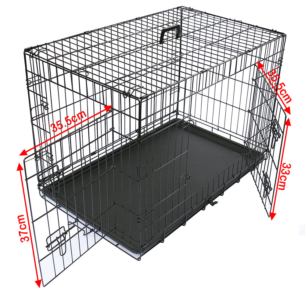 Metal Dog Cage Puppy Animal Training Kennel Pet Carrier Crates 24"-48" Black
