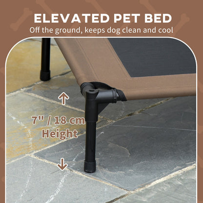 Pawhut 76Cm Elevated Dog Bed Cooling Raised Pet Cot UV Protection Canopy Brown