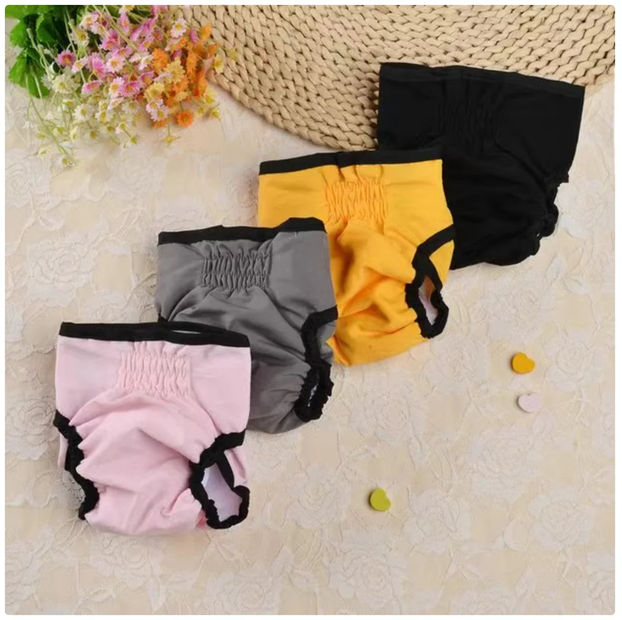 Female Dog Sanitary Pants - Washable Reusable Dog Diapers for Heat Cycle & Incontinence
