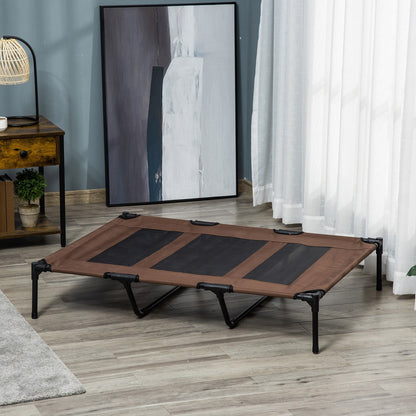 Cooling Elevated Dog Bed Portable Raised Pet Cot for Indoor & Outdoor, Brown