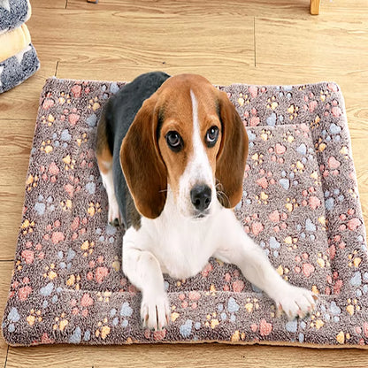 Pet Sleeping Mat Dog Bed Cat Bed Soft Fur Thickened Blanket Pad Velvet Household Washable Warm Footprint Star Pattern Blanket