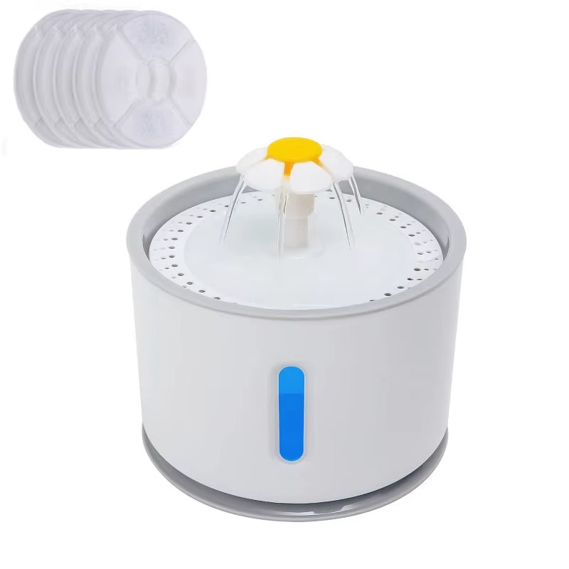 Automatic Pet Cat Water Fountain with LED Lighting 5 Pack Filters 2.4L USB Dogs Cats Mute Drinker Feeder Bowl Drinking Dispenser