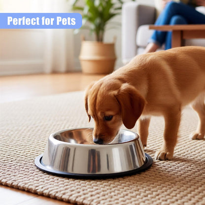 Stainless Steel Dog Bowl Large Non Slip Metal Food Water Rust Resistant 2 Pack