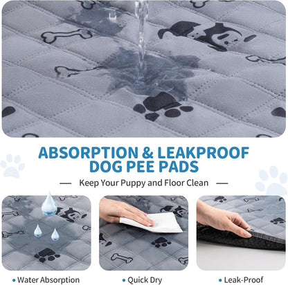 6 Pack Washable Dog Pee Pads 18X24 Inch, Reusable Puppy Training Pads Non-Slip Waterproof Potty Mat for Training, Travel, Whelping, Housebreaking, Incontinence (18X24 Inch)