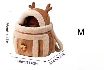 Furry Warm Cat Carrier Portable Pet Travel Bag Luxury Outdoor Handbag Car Seat Winter Cozy Nest for Puppy Kitten Transport