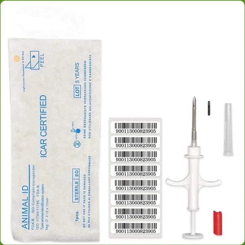 10/20Pcs Pet Microchip 134.2Khz Animal Syringe EM4305 ID Chip | ISO11784/11785 FDX-B Injection for Dog Cat