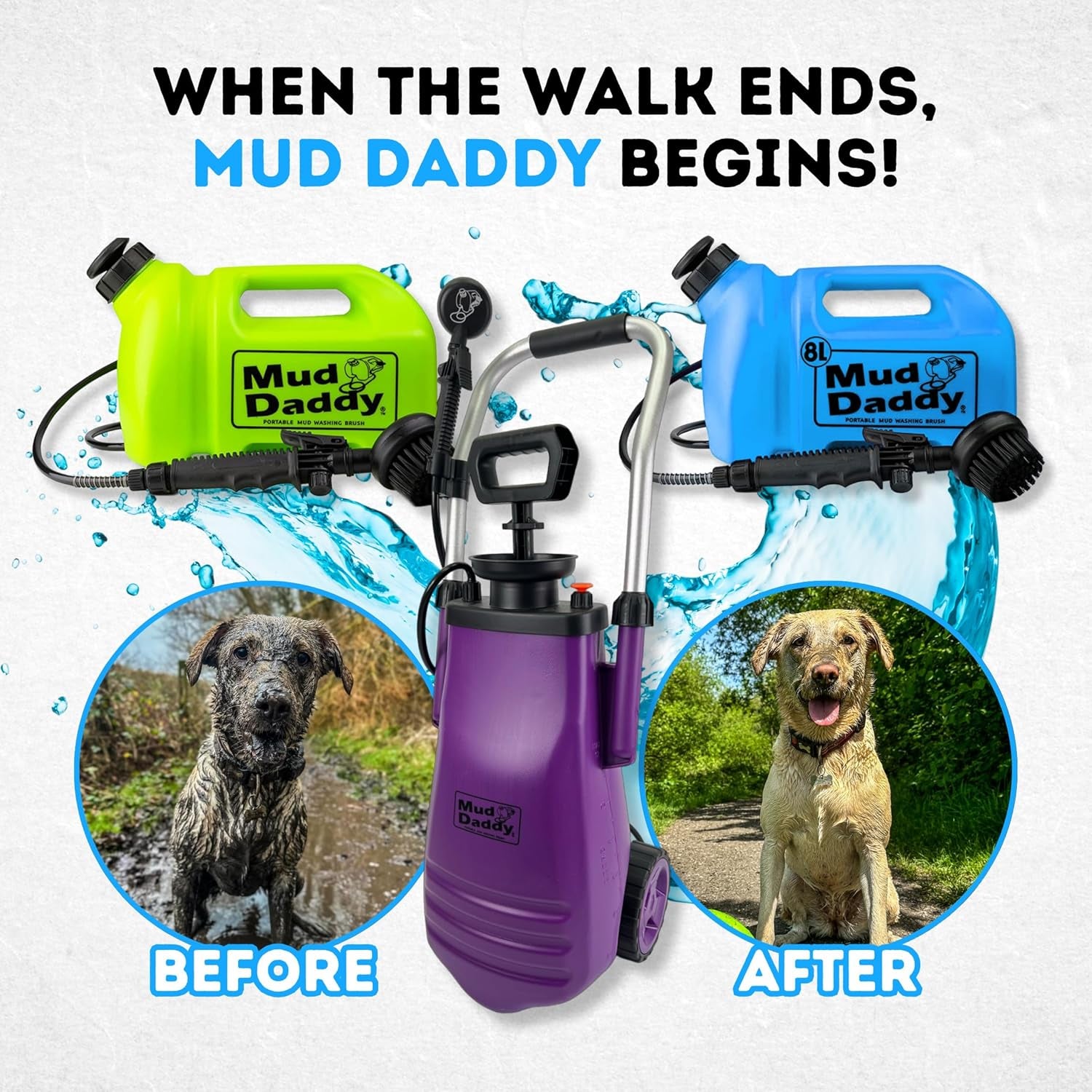 – Portable Pet Washer, Multipurpose Washing Device, Muddy Walks, Pet Cleaning, Grooming Perfect for Dogs, Horses, Bikes, Shoes, Camping and More – 5 Litre – Green