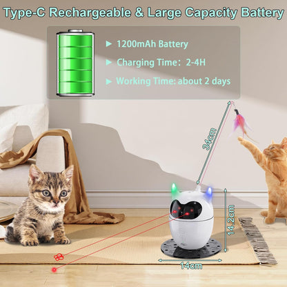 Cat Toy, Automatic & Remote Control, 2In1 Rechargeable - Rotating Feather & Dual Light, Cat Toy for Indoor Cats Kittens