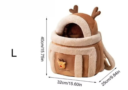 Furry Warm Cat Carrier Portable Pet Travel Bag Luxury Outdoor Handbag Car Seat Winter Cozy Nest for Puppy Kitten Transport