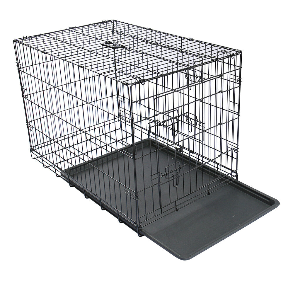 Metal Dog Cage Puppy Animal Training Kennel Pet Carrier Crates 24"-48" Black