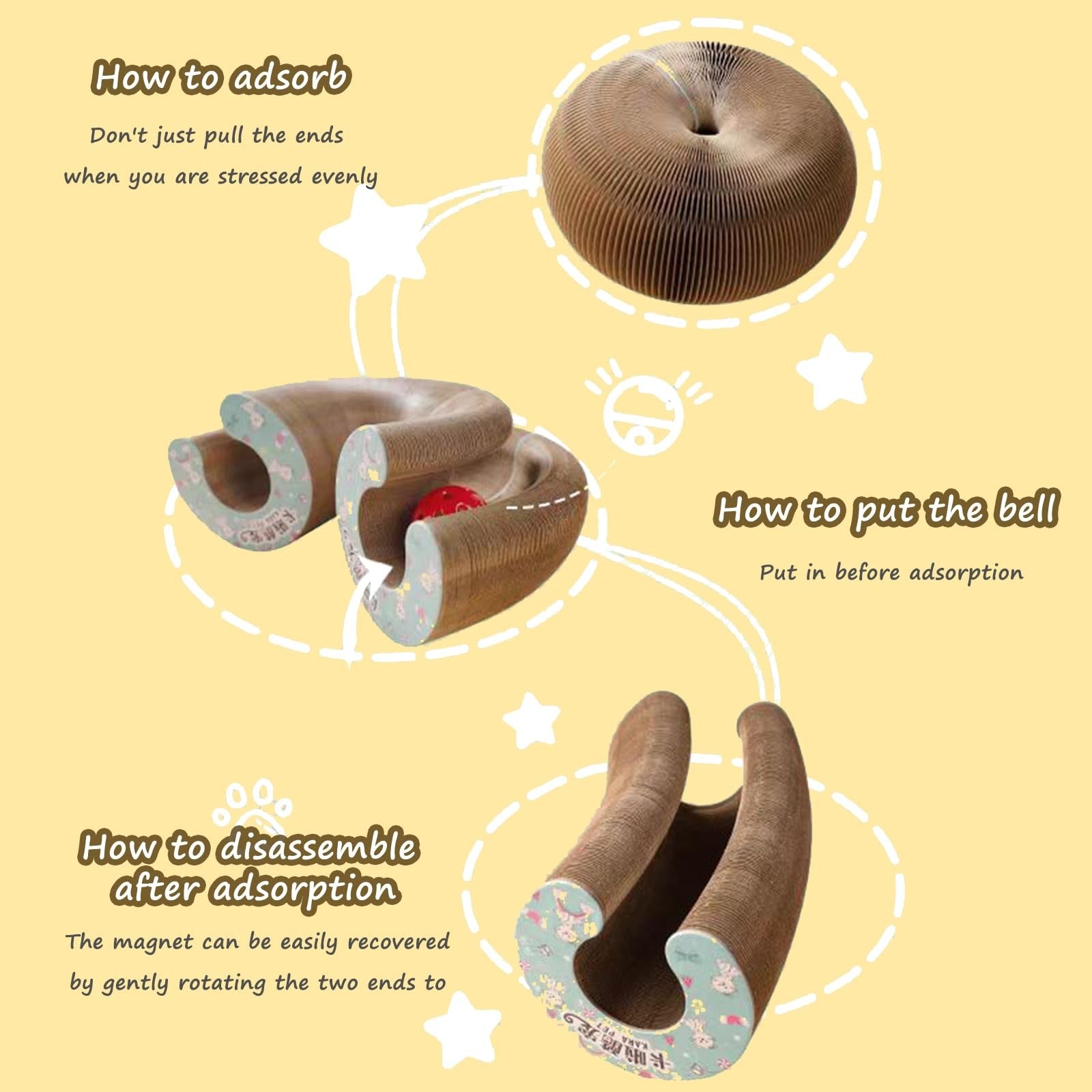 Kitty Kurlz Cat Toy Cat Accordion Magic Organ Cat Scratching Board Toy Ball UK