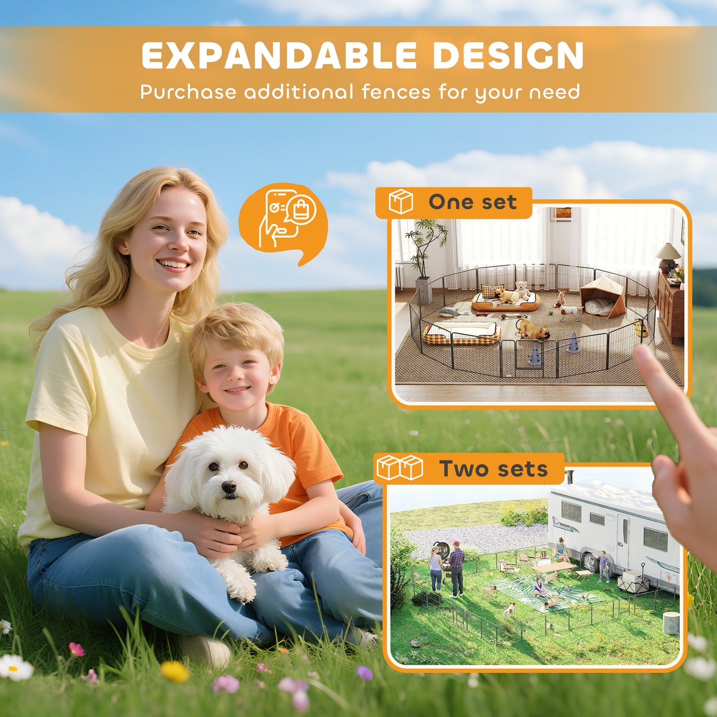 Pawhut 16 Panels Heavy Duty Puppy Play Pen for Small 60Hcm
