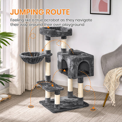 Cat Tree Large 4-Story Climbing Tower Kitten Scratching Post Pet Activity Center