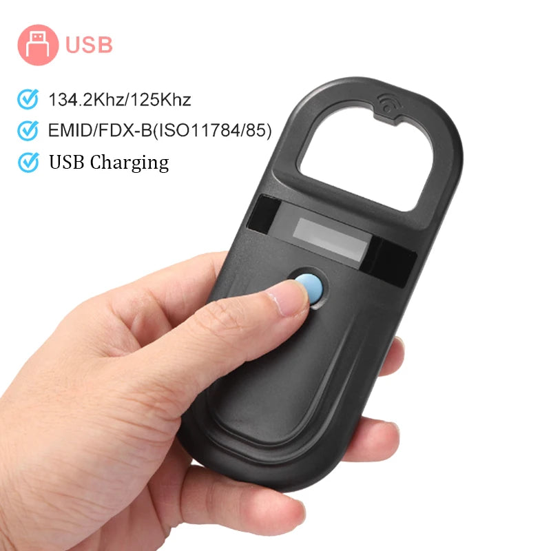 134.2Khz Pet Microchip RFID Reader 125Khz Pet ID Reader Cat Dog Microchip Scanner FDX-B Glass Chip Tag Reader