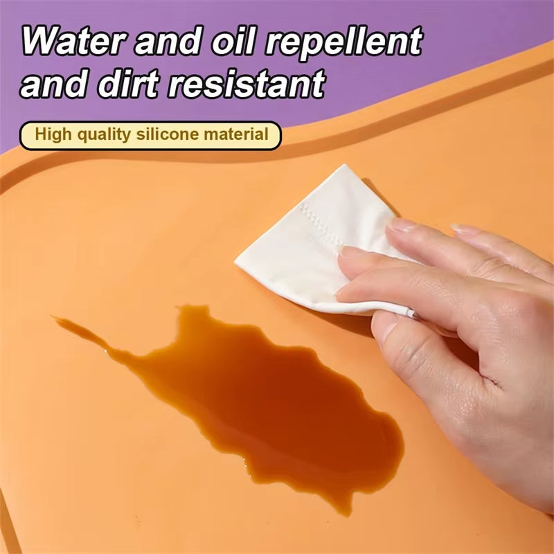 Organic Silicone Anti-Spill Waterproof Easy to Clean Pet Mat, for Cats and Dogs Eat Anti-Spill, Portable Outdoor Feeding