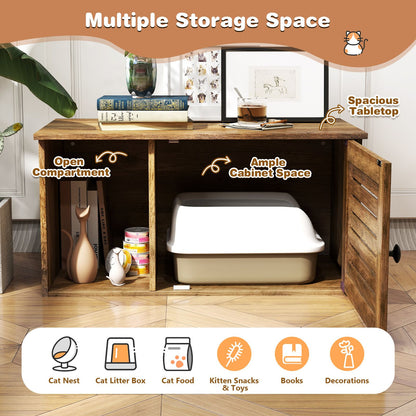 Cat Litter Box Enclosure Hidden Cat Washroom with Winding Entry