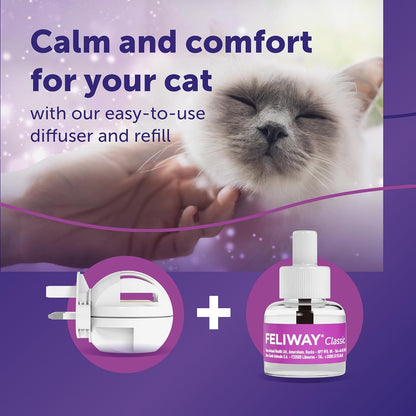 Classic 30 Day Cat Calming Plug in Pheromone Diffuser Starter Kit, 48Ml - Helps Solve Common Signs of Stress in Cats & Kittens, Veterinary Recommended, Clinically Proven