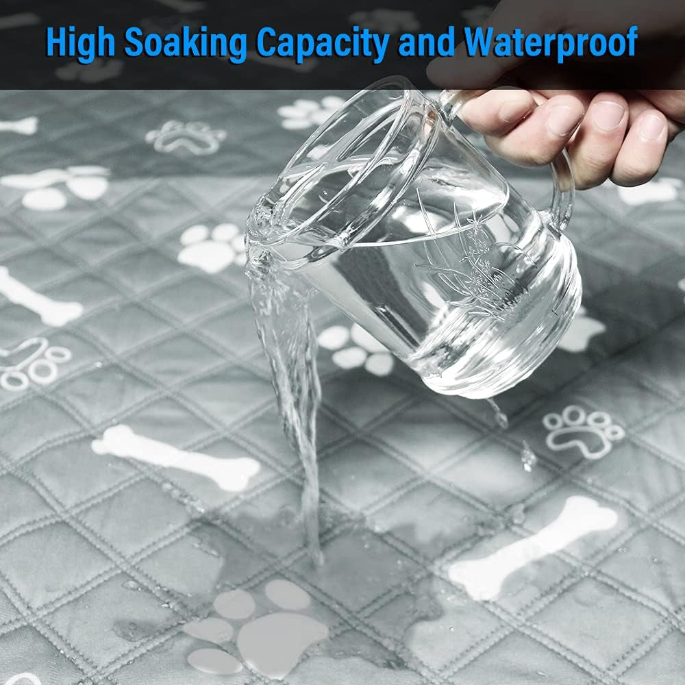 Washable Pee Pads for Dogs, 2 Pack, Non-Slip Dog Pads with Heavy Absorbency, Reusable Training Pads, Waterproof Mat for Whelping, Playpen, Crate, Kennel and Outdoors, 60X 45Cm