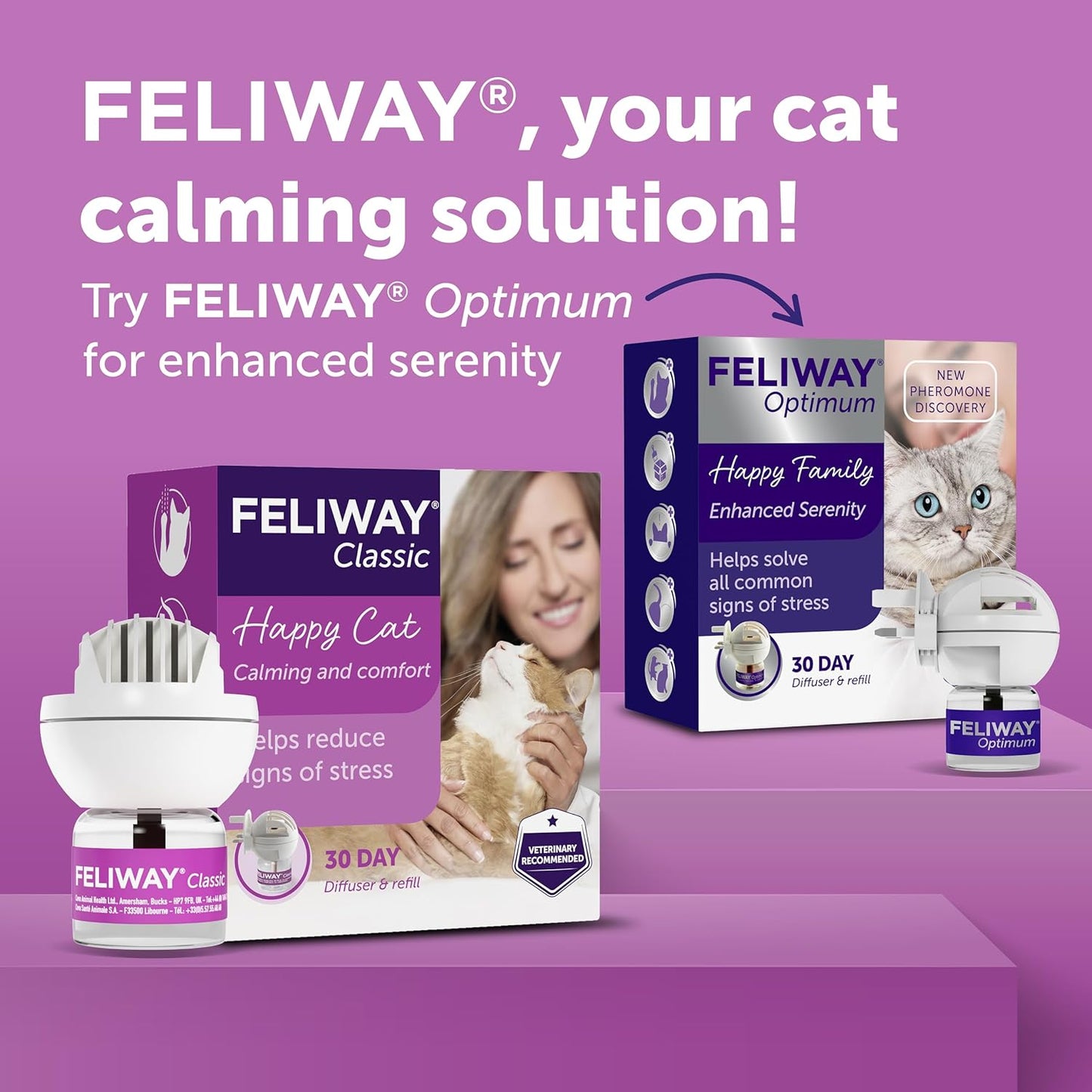 Classic 30 Day Cat Calming Plug in Pheromone Diffuser Starter Kit, 48Ml - Helps Solve Common Signs of Stress in Cats & Kittens, Veterinary Recommended, Clinically Proven