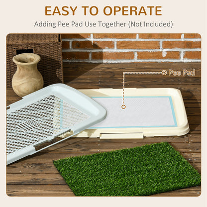 Pawhut Dog Toilet Indoor W/ Artificial Grass, Grid Panel, Tray, 63 X 48.5Cm