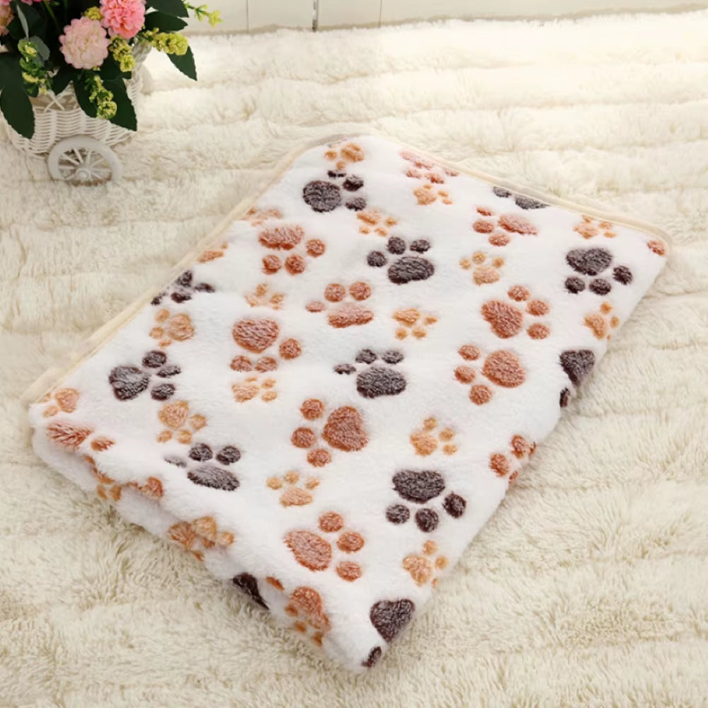 Soft Fluffy High Quality Multicolor Pet Blanket Cute Dog Paw Print Blanket Pet Mat Warm and Comfortable Blanket for Cat Dogs