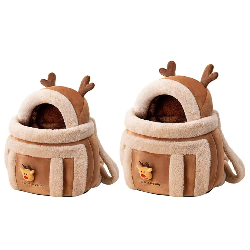 Furry Warm Cat Carrier Portable Pet Travel Bag Luxury Outdoor Handbag Car Seat Winter Cozy Nest for Puppy Kitten Transport
