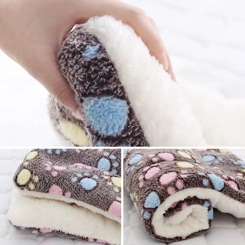 Pet Sleeping Mat Dog Bed Cat Bed Soft Fur Thickened Blanket Pad Velvet Household Washable Warm Footprint Star Pattern Blanket