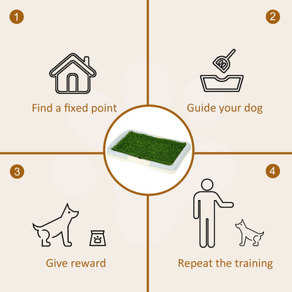 Pawhut Dog Toilet Indoor W/ Artificial Grass, Grid Panel, Tray, 63 X 48.5Cm