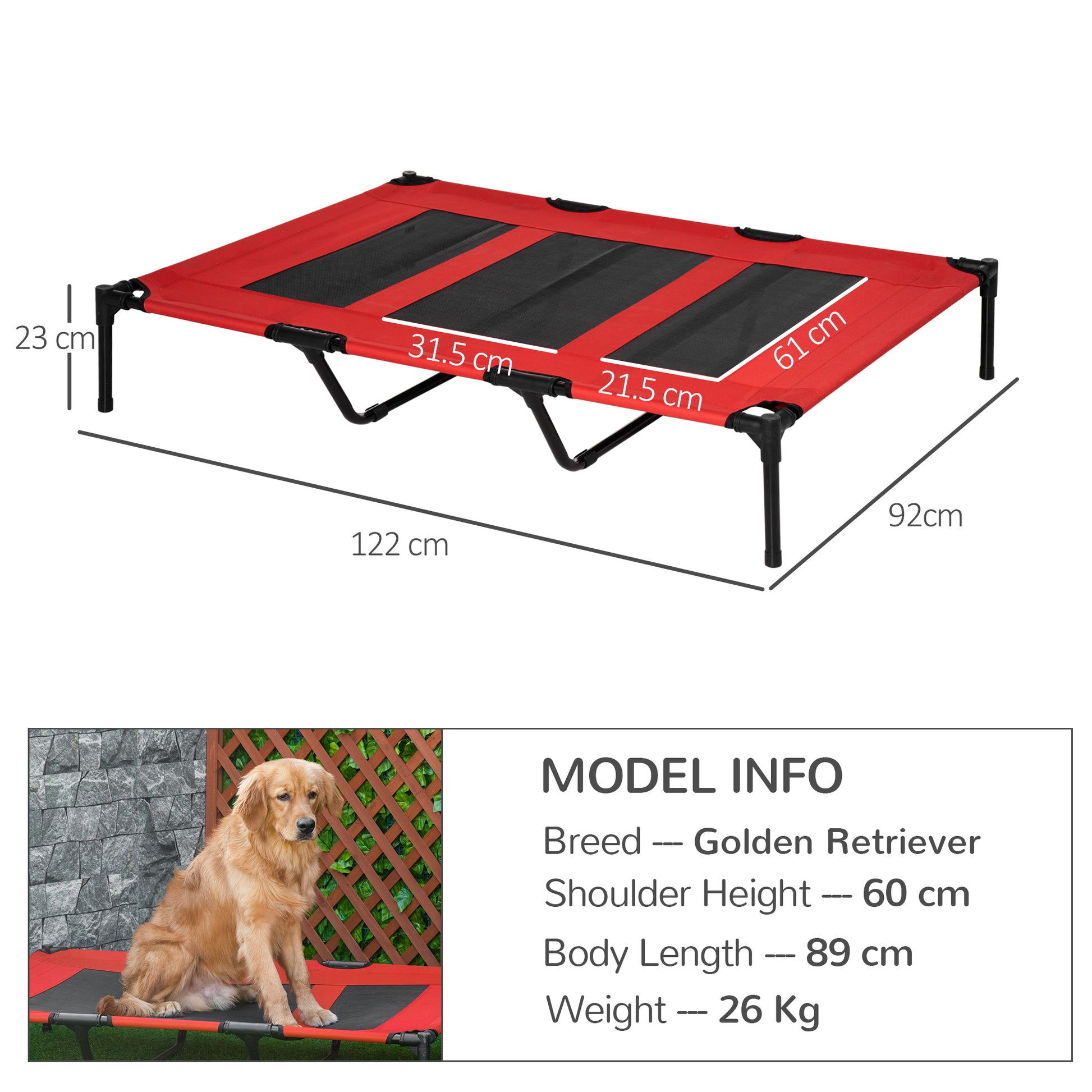Cooling Elevated Dog Bed Portable Raised Pet Cot for Indoor & Outdoor, Brown