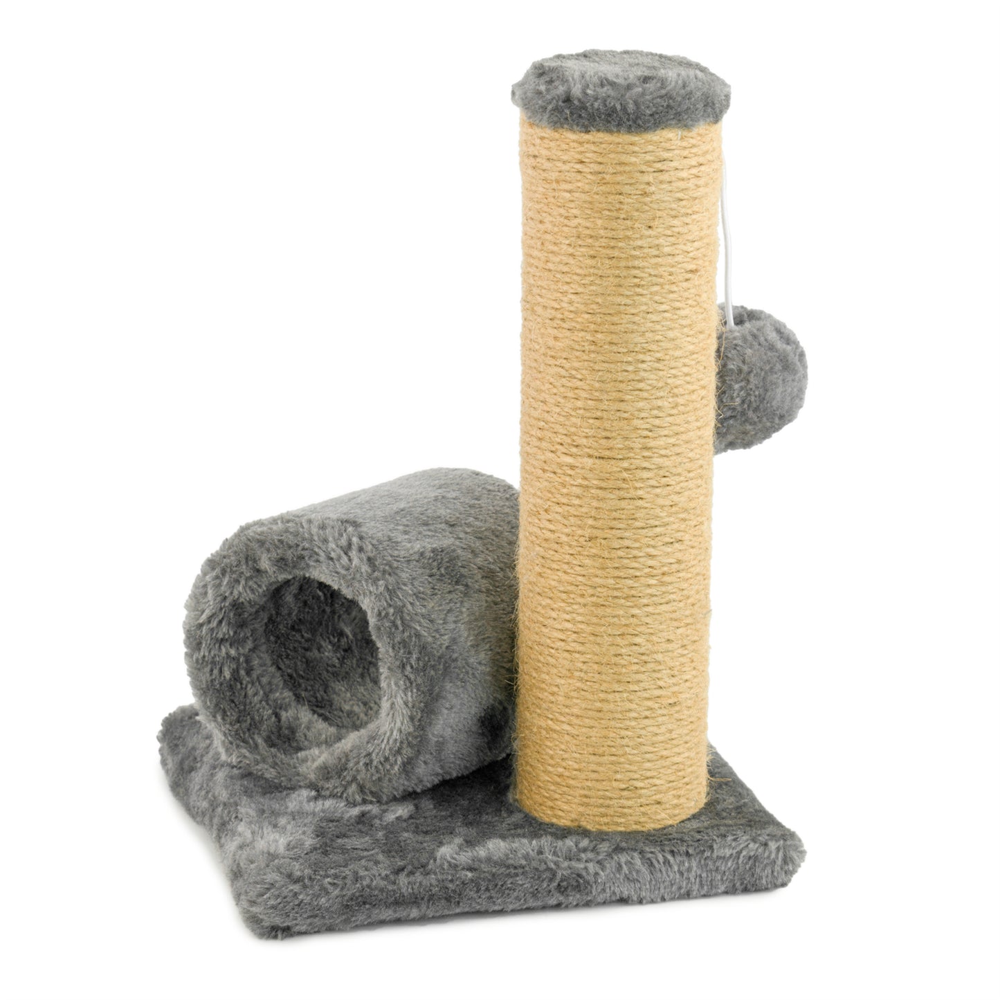 KCT GREY KITTEN SCRATCH POST ACTIVITY PLAY TUNNEL CAT SISAL SCRATCHING TREE TOY