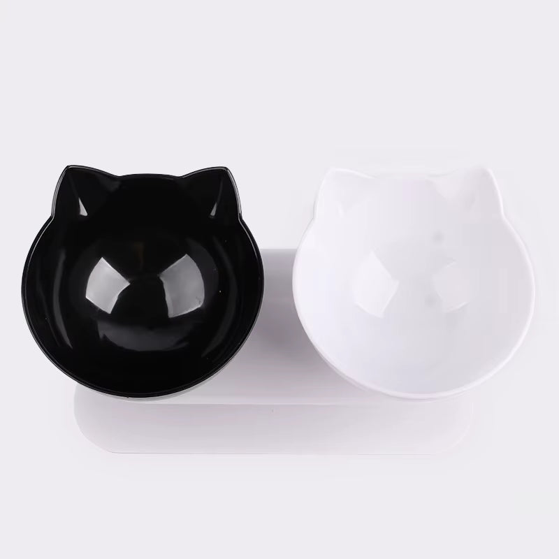 Non-Slip Double Cat Bowl Pet Water Food Feed Dog Bowls Pet Bowl with Inclination Stand Cats Feeder Feeding Bowl Kitten Supplies