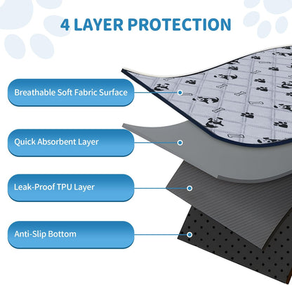 6 Pack Washable Dog Pee Pads 18X24 Inch, Reusable Puppy Training Pads Non-Slip Waterproof Potty Mat for Training, Travel, Whelping, Housebreaking, Incontinence (18X24 Inch)