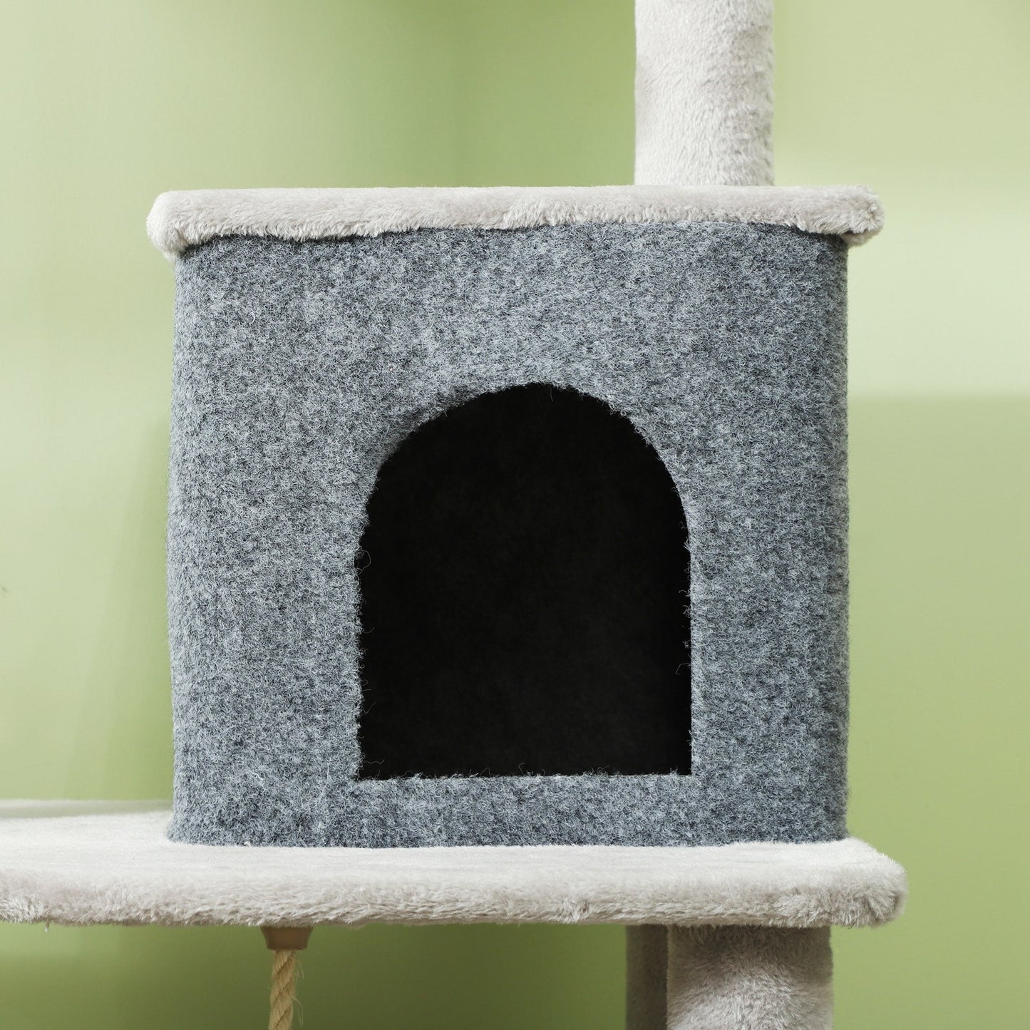 Cat Tree, 132Cm Cat Tower with Scratching Posts and Pad, Bed, House, Light Grey