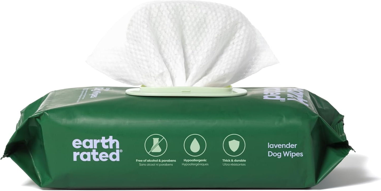 Dog Wipes, Hypoallergenic, Cleaning and Hydrating, for Grooming Paws, Body and Bums, Lavender Scented, 100 Count