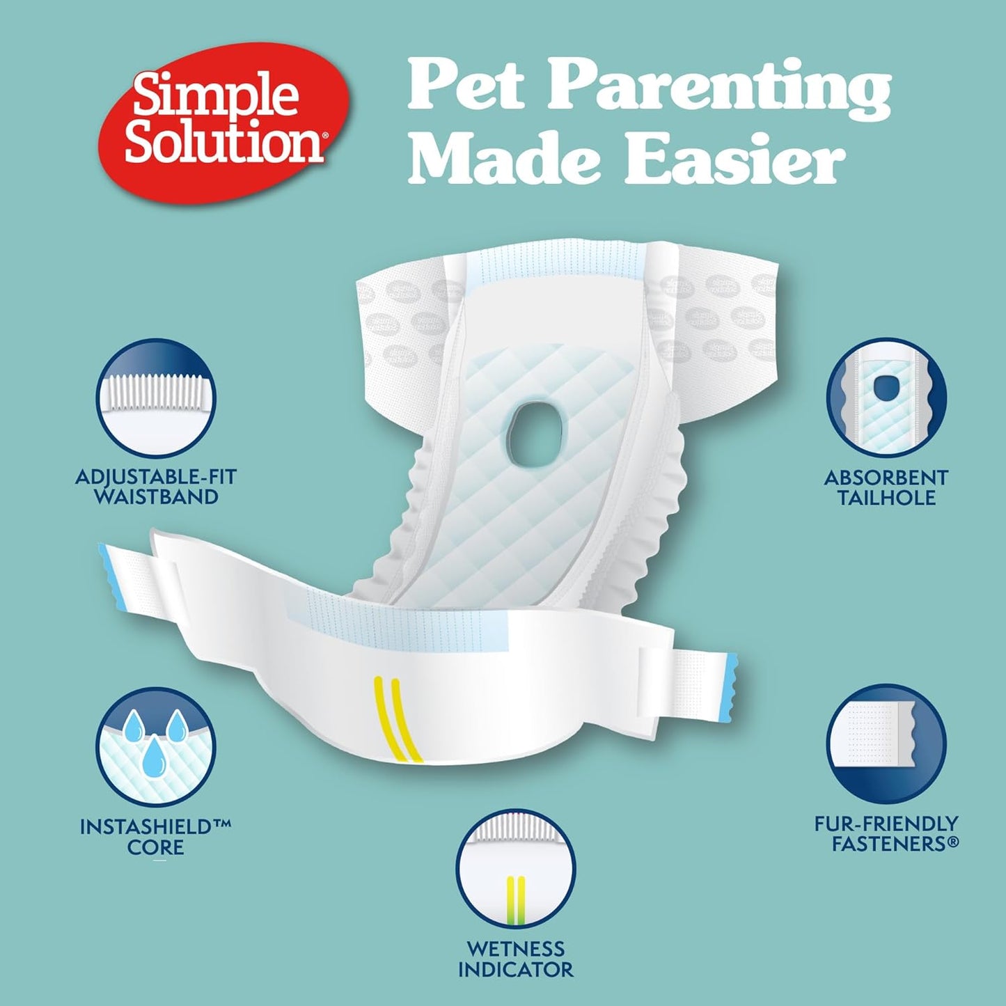 True Fit Disposable Dog Diapers for Female Dogs | Super Absorbent with Wetness Indicator | 30 Count, White, L/XL