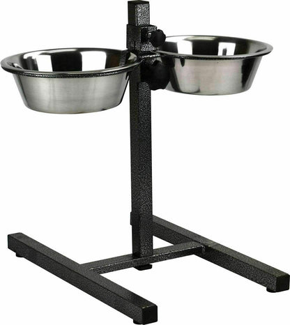 Double Dog Bowls Stainless Steel Set for Food Water with Adjustable Height Stand