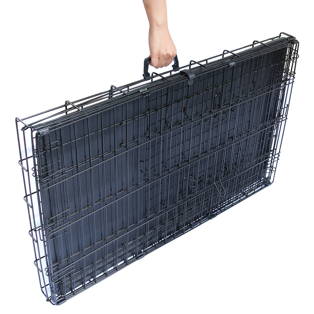 Metal Dog Cage Puppy Animal Training Kennel Pet Carrier Crates 24"-48" Black