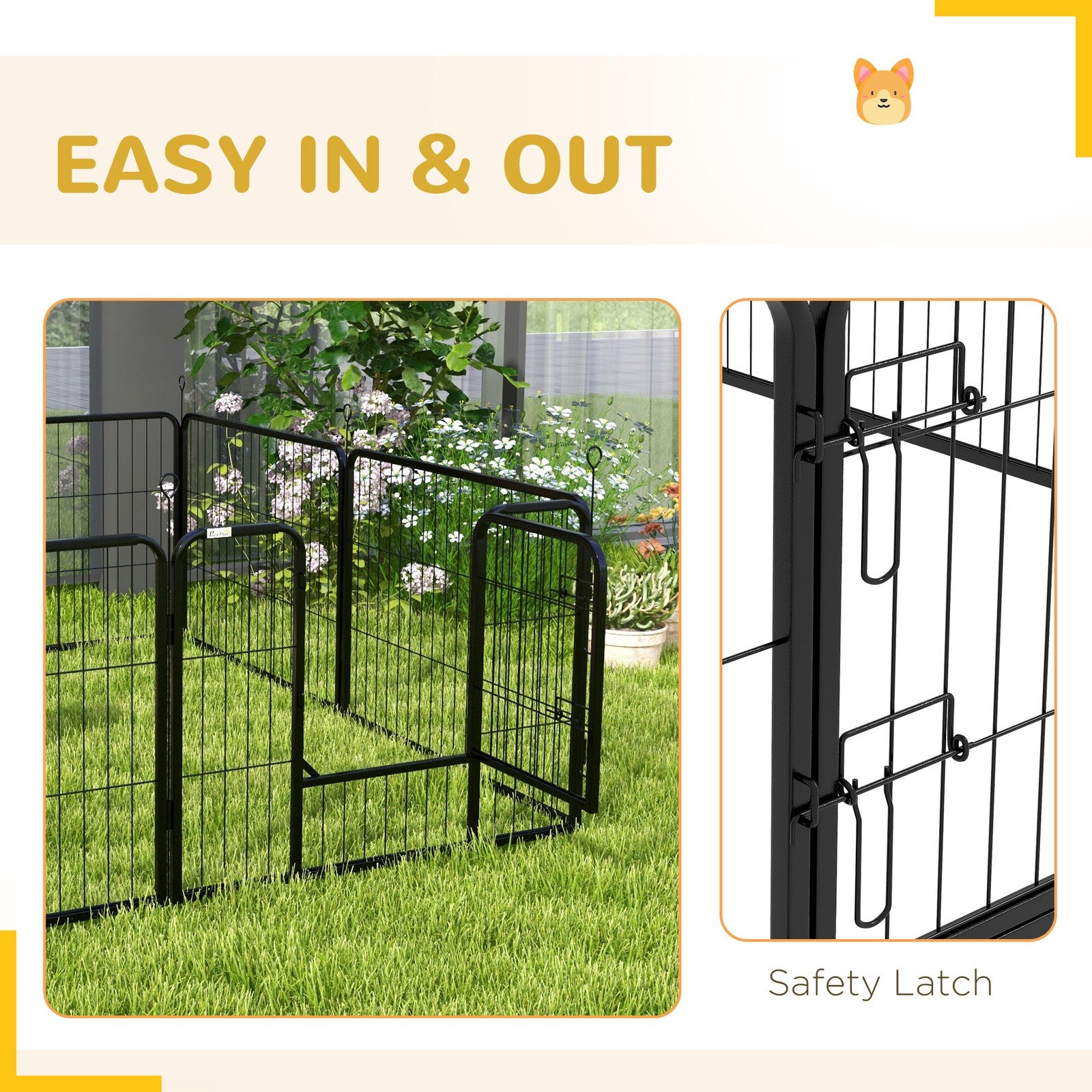 Pawhut Pet Pen Guinea Dog Pig Puppy Playpen Play House Steel Hutch Metal Grey